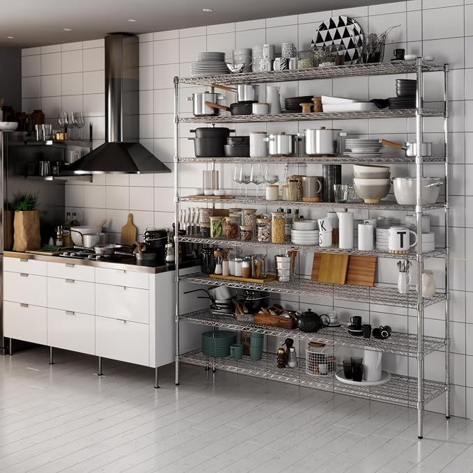 18" Deep x 72" Wide x 86" Height Wire Shelving Kit | 8-Tier | NSF Commercial - Image 6