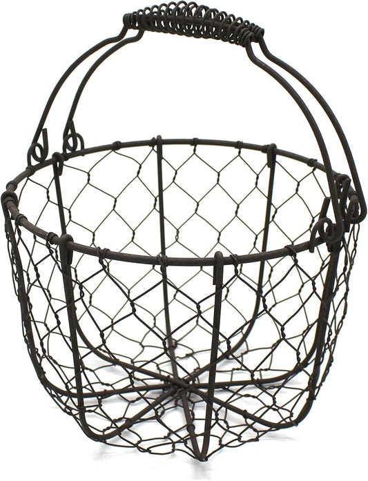 CVHOMEDECO. Round Chicken Wire Egg Basket Fruit Basket by CVHOMEDECO