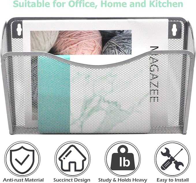 EASEPRES 3 Single Pocket Mesh Hanging File Organizer, Vertical Wall Mounted - Image 5