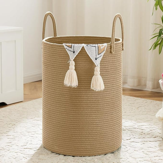 Laundry Basket, Woven Cotton Rope Laundry Hamper, 40L by Artfeel