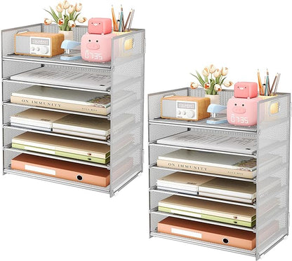 Subekyu 6-Tier Desk Paper Organizer, Desktop File Letter Tray by SUBEKYU