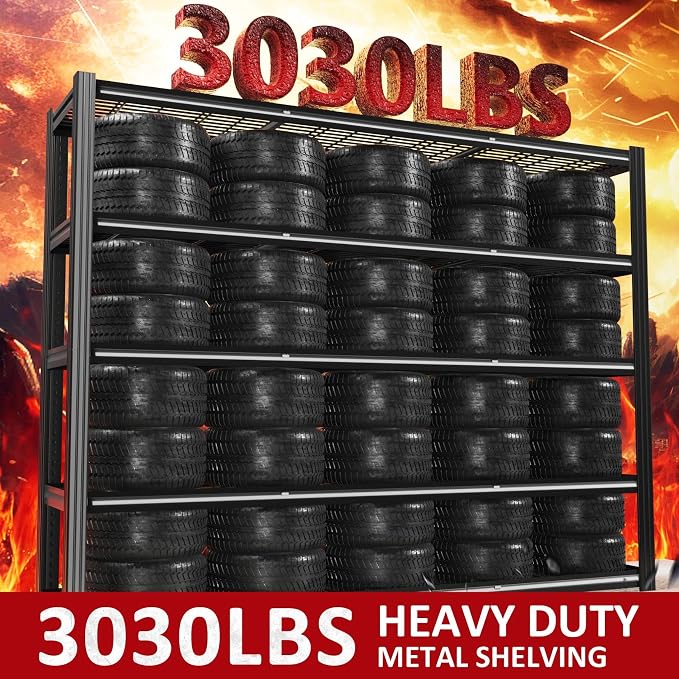 60" W x 72" H x 24" D Garage Shelving Heavy Duty, 5 Tier Adjustable Metal - Image 4