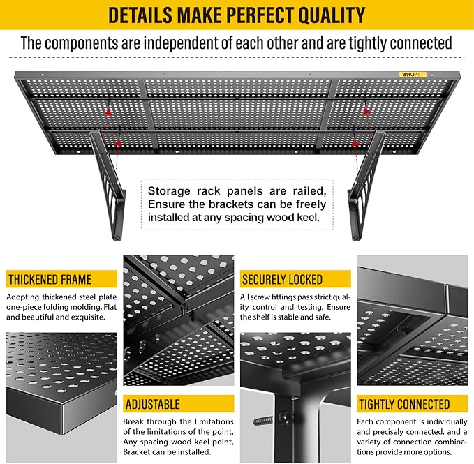 4Pack 1.64x4ft Adjustable Metal Garage Wall Shelving Heavy Duty Garage Storage - Image 5