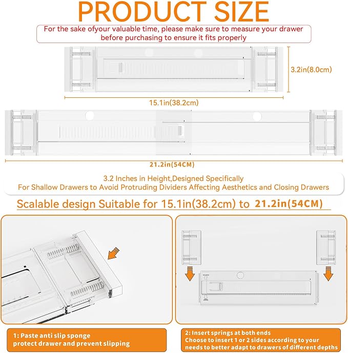 Yieach 4 Pack 3.2 Inch Shallow Acrylic Drawer Dividers - Image 3