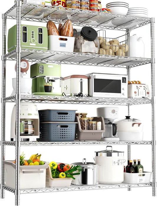 Storage Shelves Heavy Duty, 5-Tier Adjustable Metal Industrial Utility Shelf by ROOMTEC