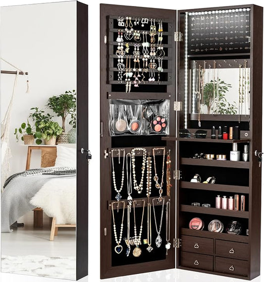 CHARMAID LED Strip Jewelry Armoire by CHARMAID