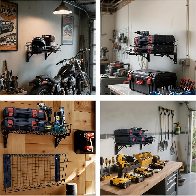 ULIBERMAGNET Large Folding Garage Shelf, Heavy Duty Wire Basket Storage Shelving - Image 9