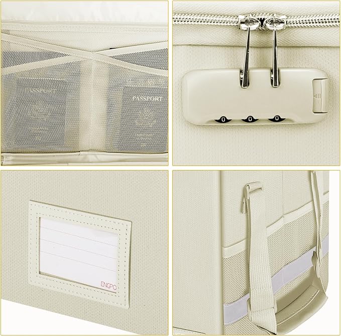 ENGPOW File Box with Lock, Fireproof Document Box with Zipper Lid, Collapsible - Image 8