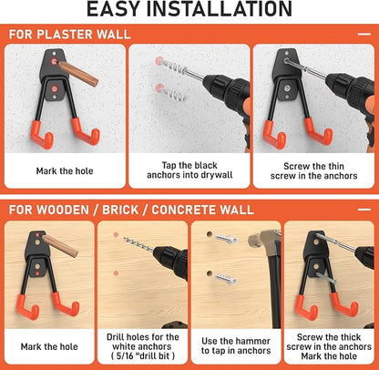 Garage Hooks with Anti-Slip Coating, Heavy Duty Wall Mount Storage Hooks - Image 5
