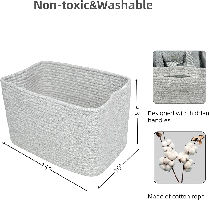 Cotton Rope storage Basket Bins Woven Basket - Image 2