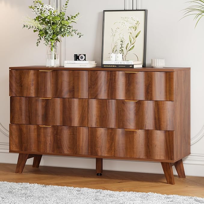 6 Drawer Dresser, Modern Fluted Storage Dresser - Image 4
