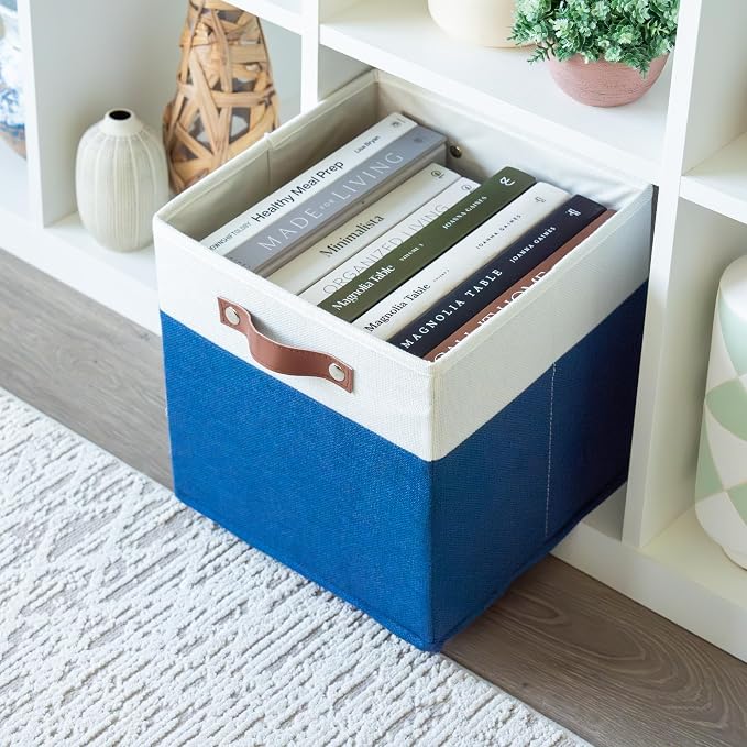 OrganiHaus 11" x 11" x 11" Fabric Cubes Storage Bins Set of 4, Foldable - Image 5