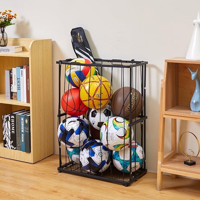 Garage Ball Storage Wall-Mounted & Floor Sports Equipment Organizer: Sports - Image 5