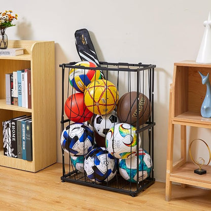 Garage Ball Storage Wall-Mounted & Floor Sports Equipment Organizer: Sports - Image 5