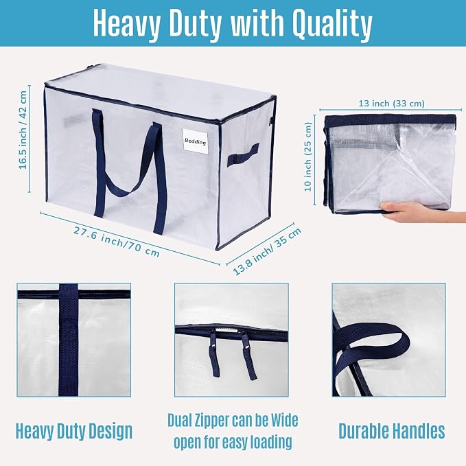 VENO 8 Pack Moving Bags and Large Christmas Storage Bins - Image 3