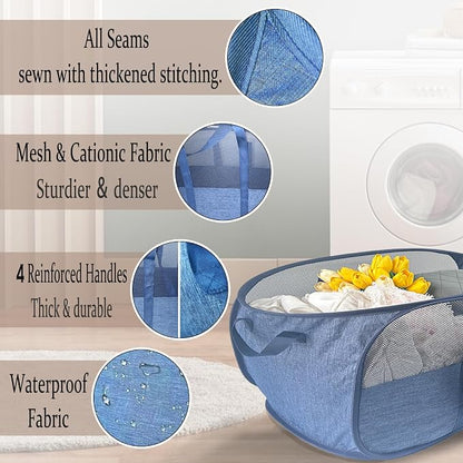 Extra Large Mesh Pop Up Laundry Hamper, 100L Collapsible Laundry Basket - Image 3