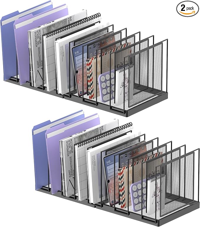 9-Section Desk File Organizer, Vertical File Holder, Mesh Desktop File Folder by JMHUD
