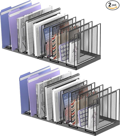 9-Section Desk File Organizer, Vertical File Holder, Mesh Desktop File Folder by JMHUD