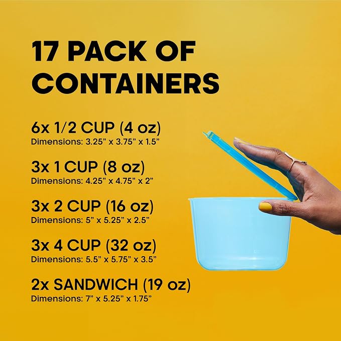Premium Attached Food Storage Containers, Permanently Attached Plastic Lid - Image 2