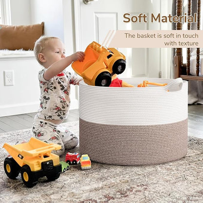 INDRESSME 115L Extra Large Blanket Basket, Soft Cotton Rope Storage Basket - Image 6