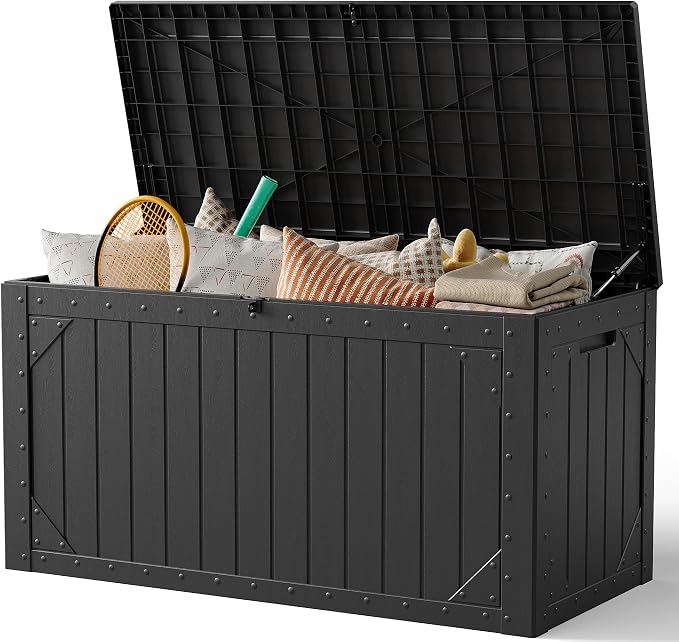 Outdoor Storage Box, 100Gallon Deck Box Outdoor Storage Bench Outside by FoldingFurniture