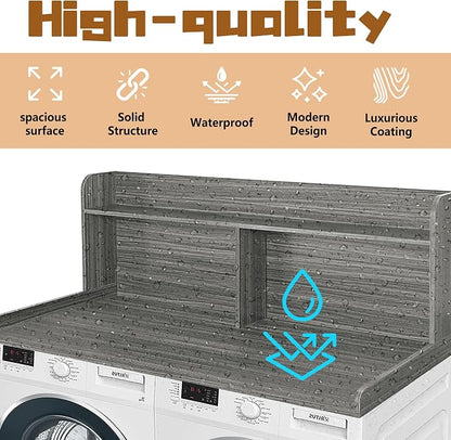 Royxen 2-Tier Washer Dryer Countertop, 19.5"H Wood Washer and Dryer Topper - Image 4
