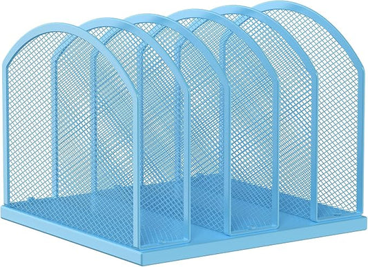 5-Section Vertical Desktop Organizer, 5-Section Mesh File Folder Stand Sorter by Gawerk