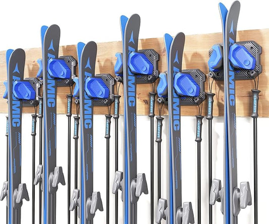 Ski & Snowboard Wall Rack for Garage Wall Fits Any Ski/board, Ski Wall Mount by SkifavsSkiWallMount