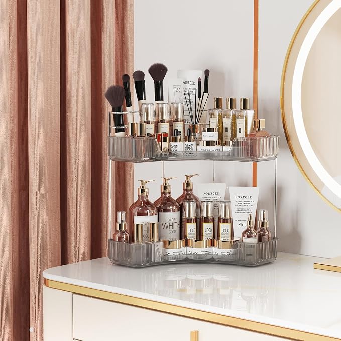 2-Tier Corner Bathroom Counter Organizer - Image 4