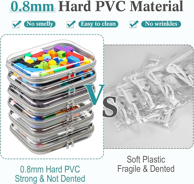 Sanwuta 6 Pcs Clear Hard Zipper Case Hard Plastic Zipper Pouches Transparent - Image 4