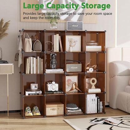 C&AHOME 16-Cube Storage Organizer, Plastic Shelves Units, DIY Closet Organizer - Image 2