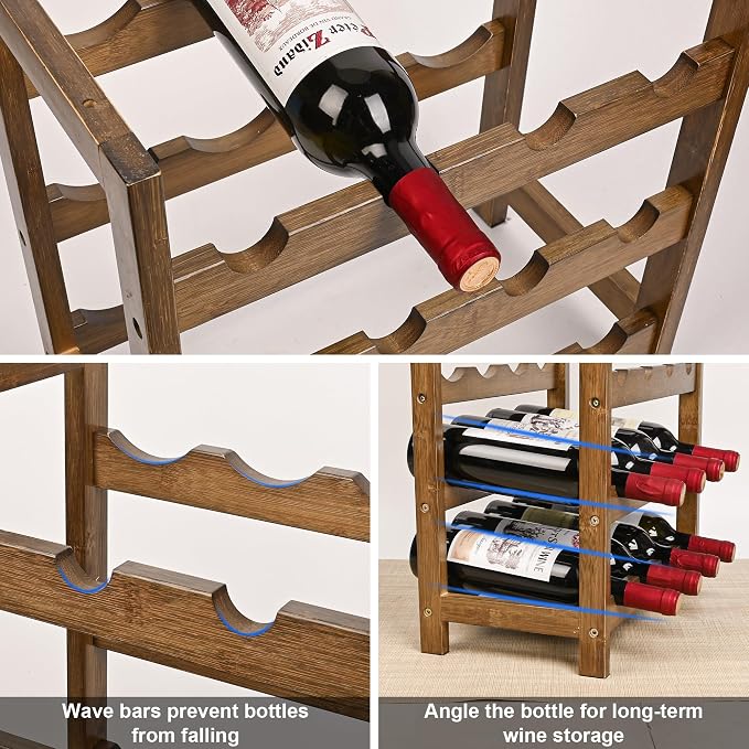 VASMIA Wine Rack Freestanding Floor, 6-Tier Display Wine Storage Shelves - Image 5