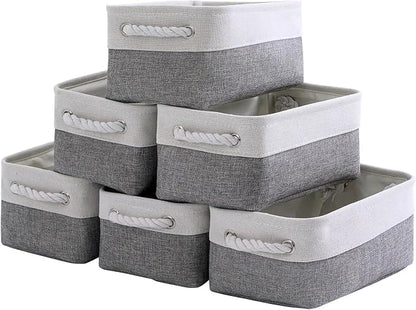 TcaFmac Small Storage Baskets for Shelf 6 Pack Canvas Storage Basket by TcaFmac