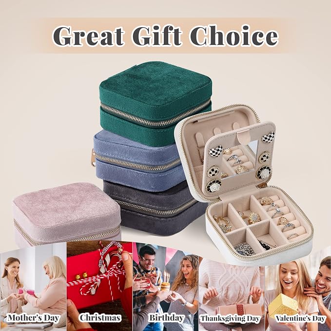 Dajasan Velvet Jewelry Box, Mini Travel Jewelry Case, Portable Travel Jewelry - Image 6