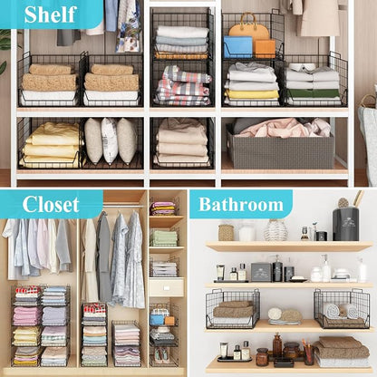 Stackable Closet Organizers and Storage Bins 4 Pack, Sturdy Metal Clothes - Image 7