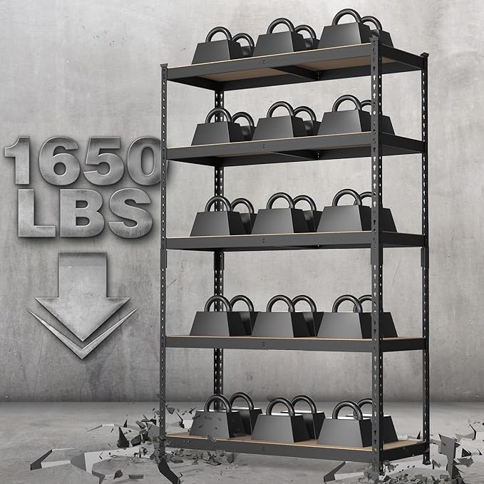 WORKPRO 5-Tier Steel Shelving Unit-Black, 35-3/10”W x 17-1/2”D x 72”H, - Image 2