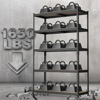 WORKPRO 5-Tier Steel Shelving Unit-Black, 35-3/10”W x 17-1/2”D x 72”H, - Image 2