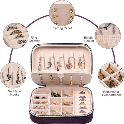Dajasan Mini Travel Jewelry Case, Small Portable Travel Jewelry Organizer Box - Image 3