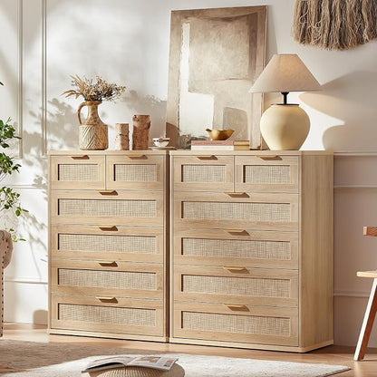 LEYAOYAO Rattan Dresser for Bedroom, Modern 6 Drawers Boho Dressers - Image 2