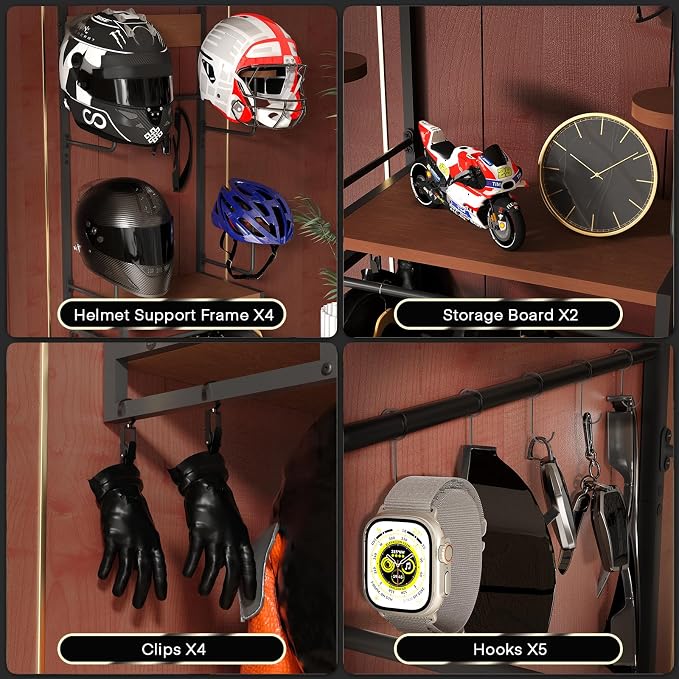 Motorcycle Helmet Holder Wall Mount, Rustic Helmet Rack - Image 4