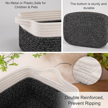 OIAHOMY 3 Pack Storage Baskets for Organizing, Woven Cotton Rope Basket for - Image 4
