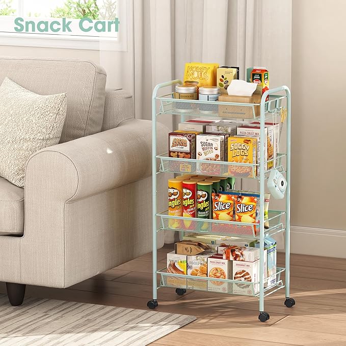 TOOLF 4-Tier Rolling Cart, Metal Utility Cart - Image 2