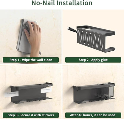 Hair Dryer Holder Wall Mounted Adhesive/Drilling, Hair Dryer Storage Organizer - Image 6