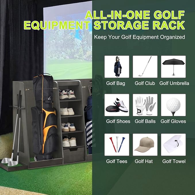 Golf Bag Organizer Storage Rack Large Wooden - Image 6