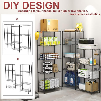 HOMEFORT 5-Shelving Unit, Adjustable Wire Shelving, Metal Wire Shelf Rack - Image 5