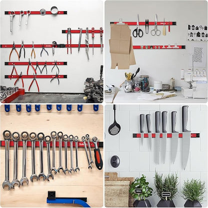 4 Pieces 12" Magnetic Tool Holder Strip, Metal Tool Organizer Rack - Image 6