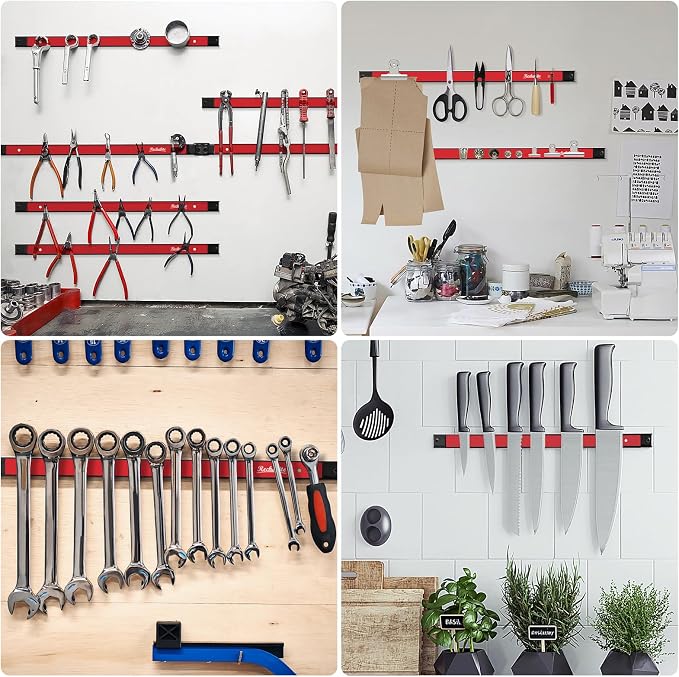 6 Pieces 18" Magnetic Tool Holder Strip, Metal Tool Organizer Rack - Image 6