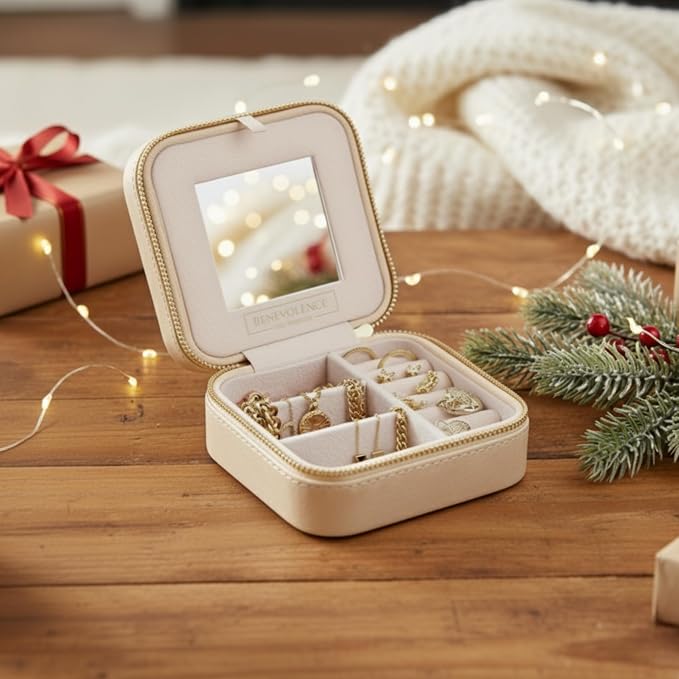 Benevolence LA Plush Velvet Jewelry Box | Travel Jewelry Case Organizer - Image 9