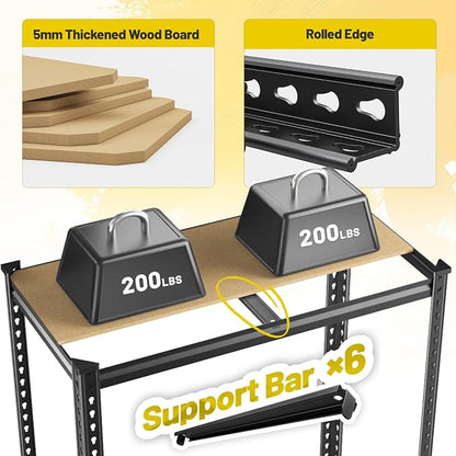 78" H Metal Shelving 6 Tier Garage Shelving Adjustable 2400LBS Storage Shelves - Image 7