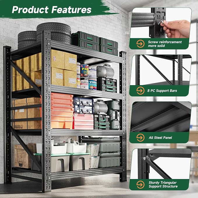 Letaya 2000LBS Storage Shelves Heavy Duty, 4 Tier Adjustable Utility Rack Shelf - Image 5